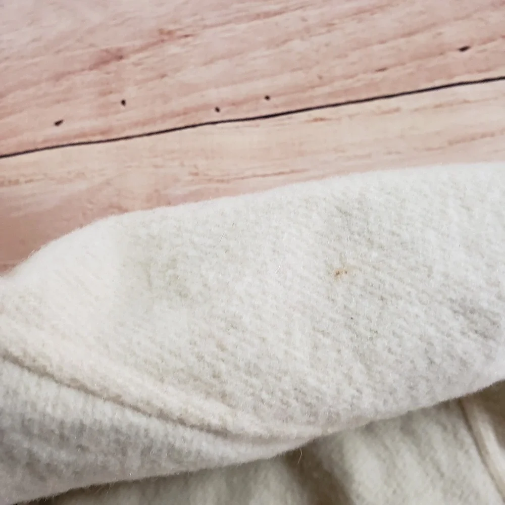 VINTAGE Woolrich Sweater‎ Youth Medium Off White Blue Zip Outdoor Fleece Boys * - Picture 4 of 10